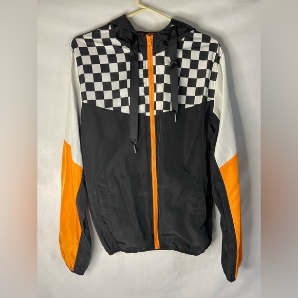 Rue21 Jackets & Blazers - Windbreaker Checkered Black White Orange Rue21 Medium